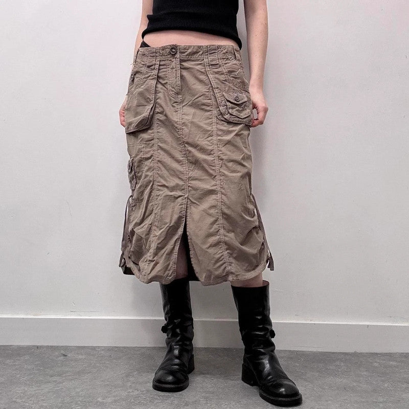 cargo khaki puff skirt