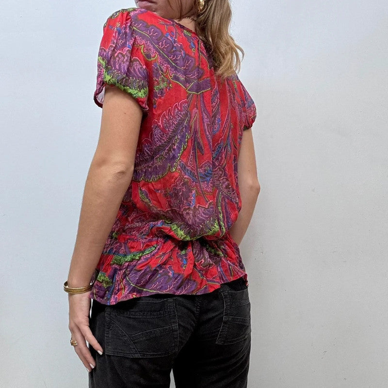 sheer floral silk paisley shirt