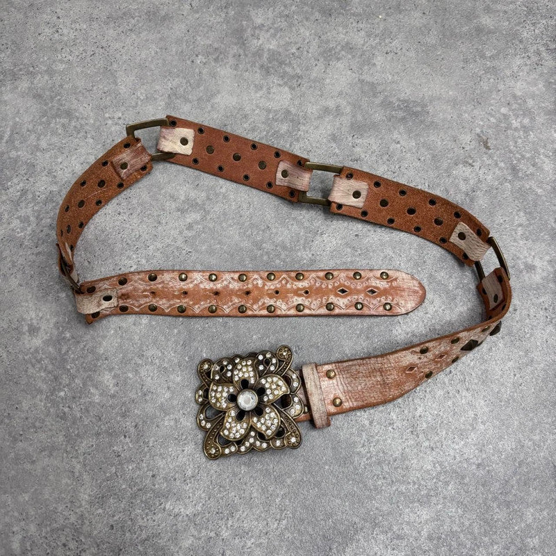 leather studded distressed belt