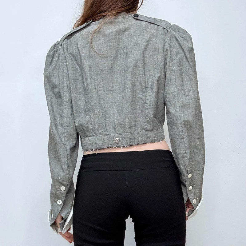 grey cropped edwardian style shirt