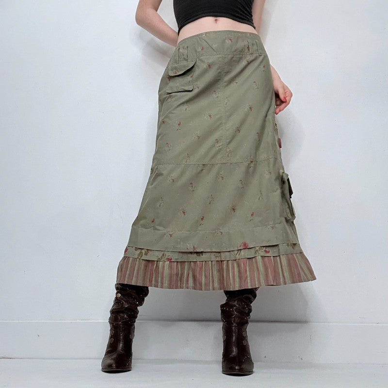 khaki Cop Copine floral maxi skirt