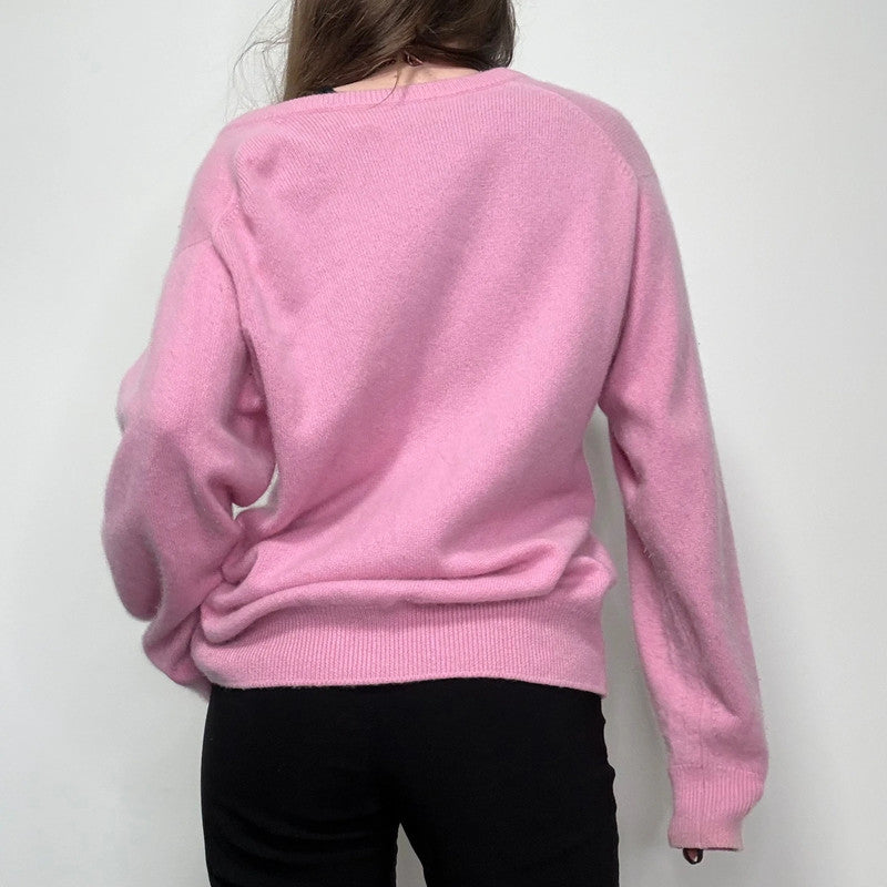 pink cashmere knitted slouchy oversized cardigan