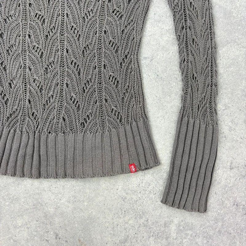 khaki lace knit off the shoulder slouchy jumper
