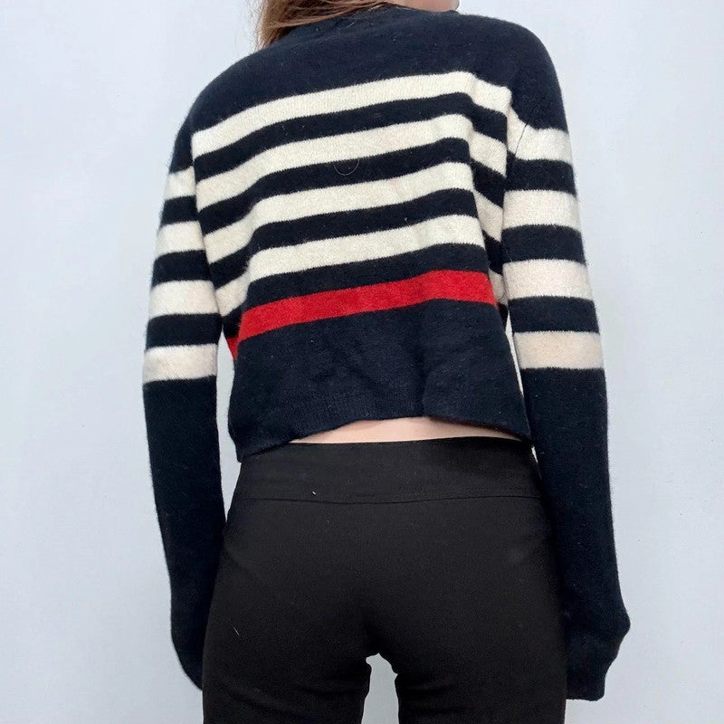 navy wool striped knit jumper