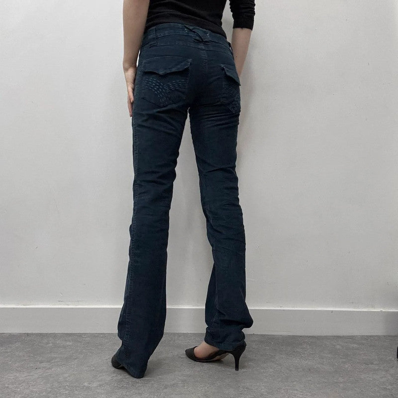 blue straight-leg cord jeans