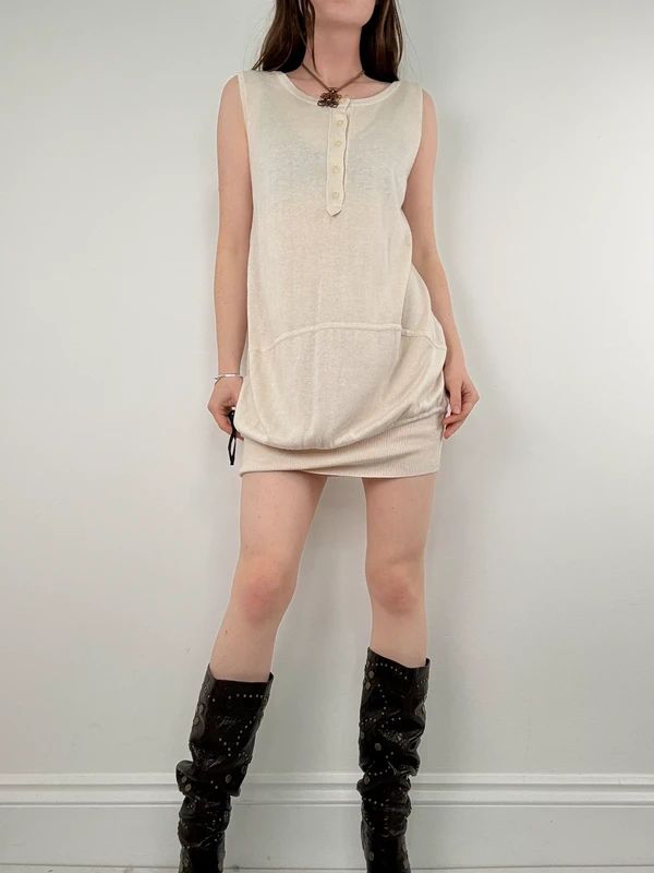 slouchy cream knit mini dress