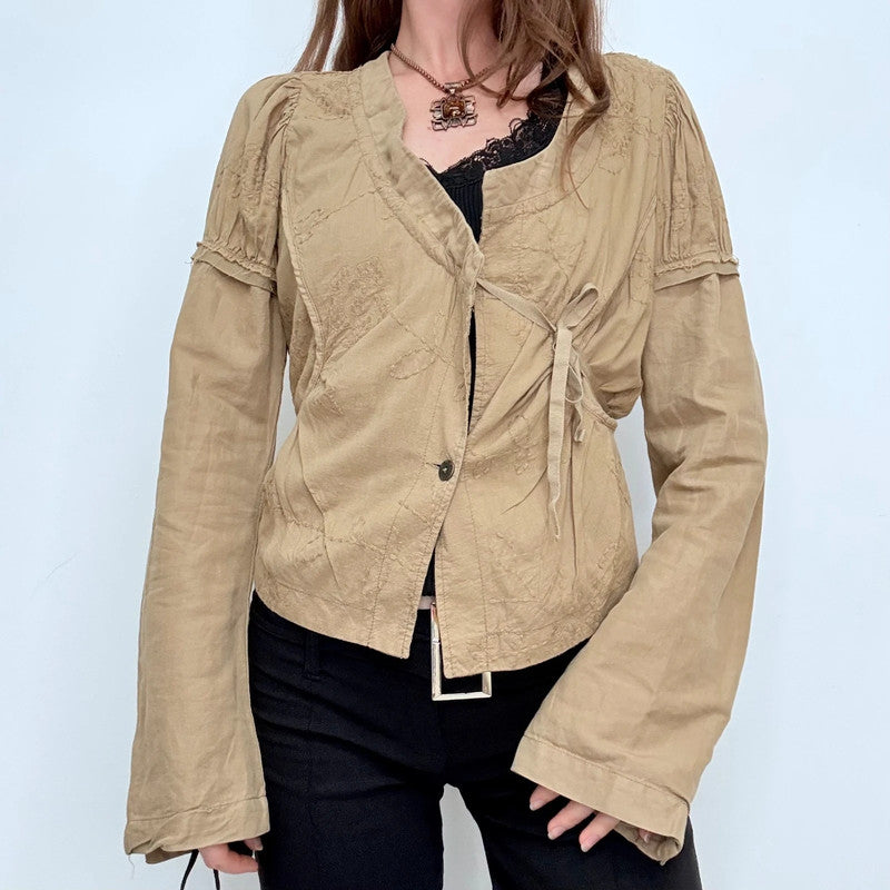 brown flared asymmetric fairy grunge jacket