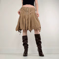 tan asymmetric drop waist utility skirt