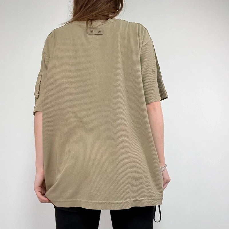 oversized khaki ribbed military t-shirt