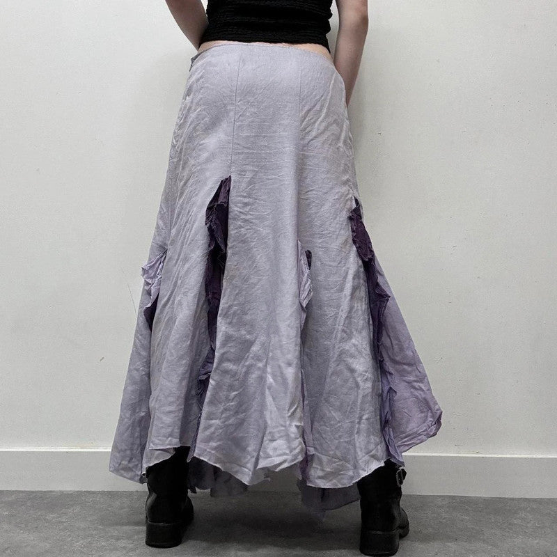 linen ruffle fairy maxi skirt
