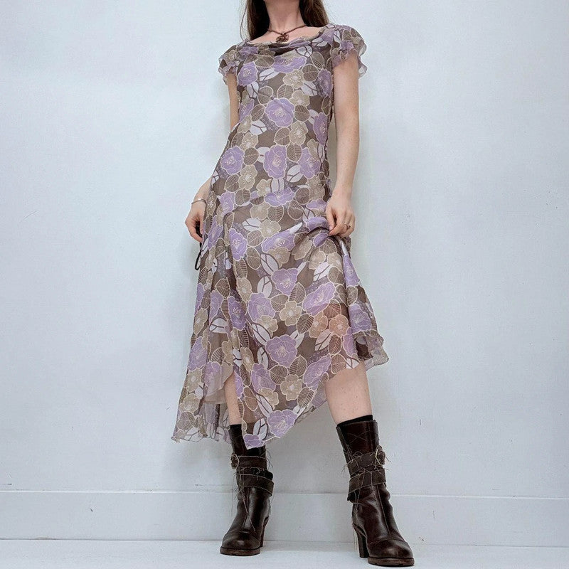 off the shoulder draped cowl neck maxi dress