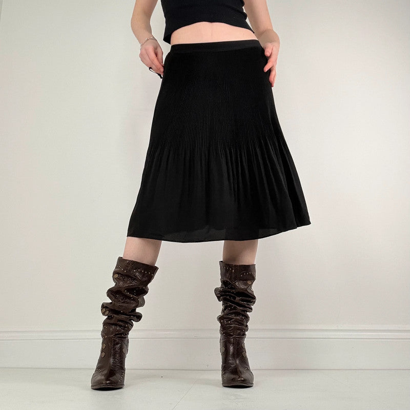 black pleated crinkle allsaints skirt