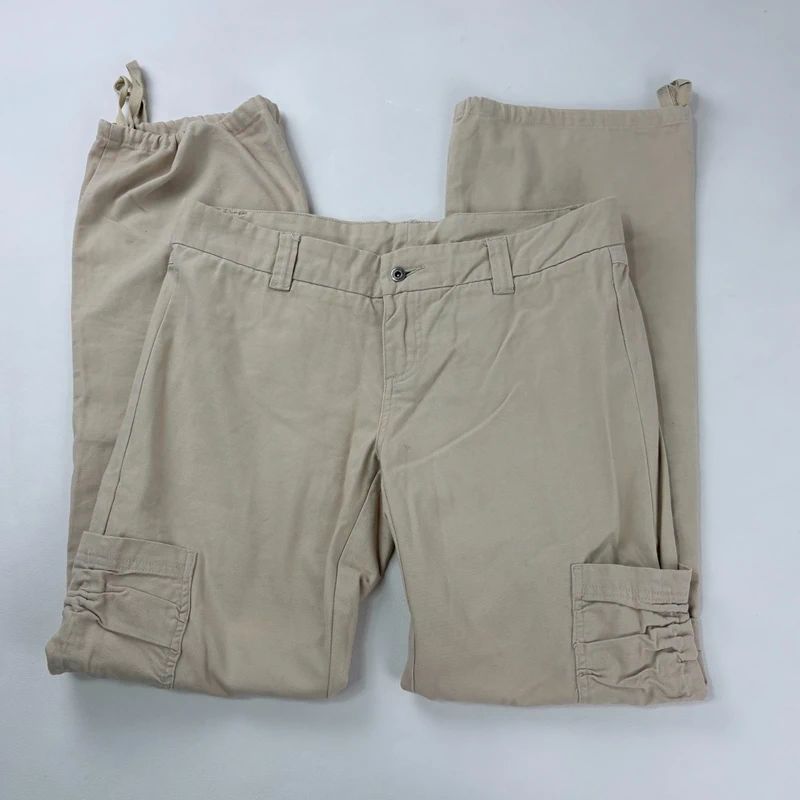 tan canvas wide leg spellout rip curl surfer pants