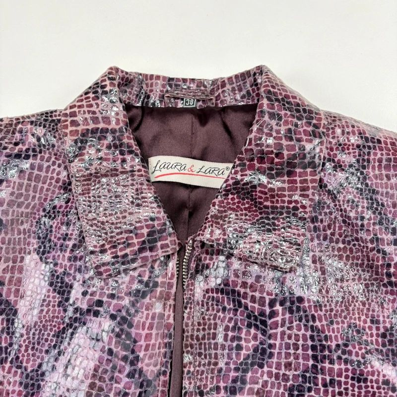 boxy Snakeskin Leather Jacket