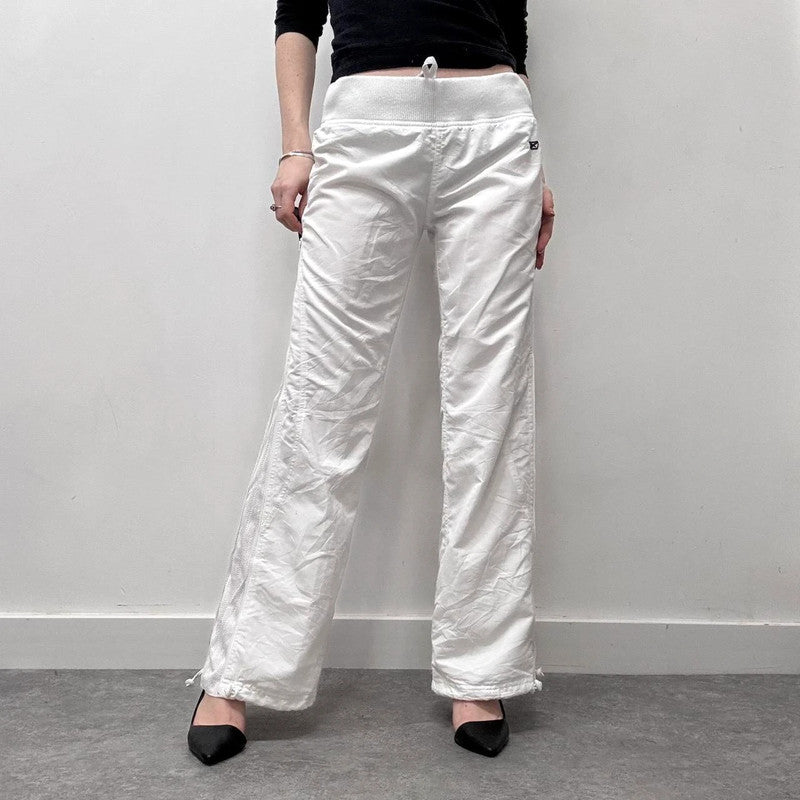 white flared wide leg trackies