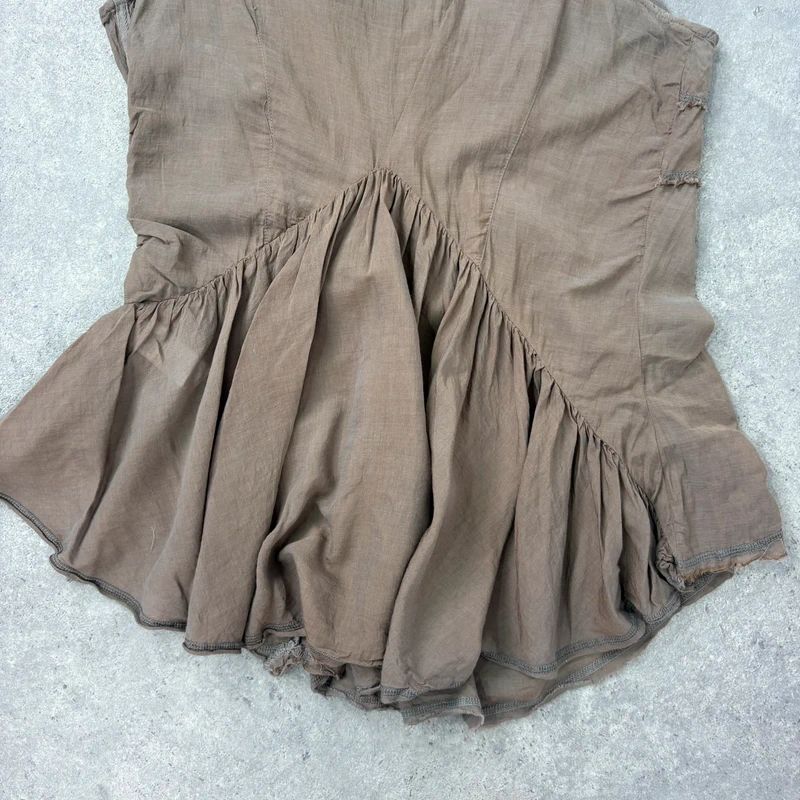 khaki brown draped slouchy asymmetric vest