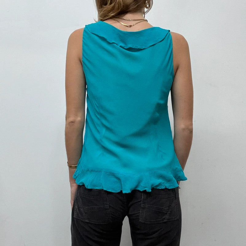 silk ruffle blouse vest