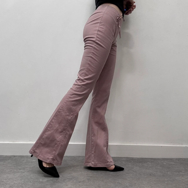 pink corset flared jeans