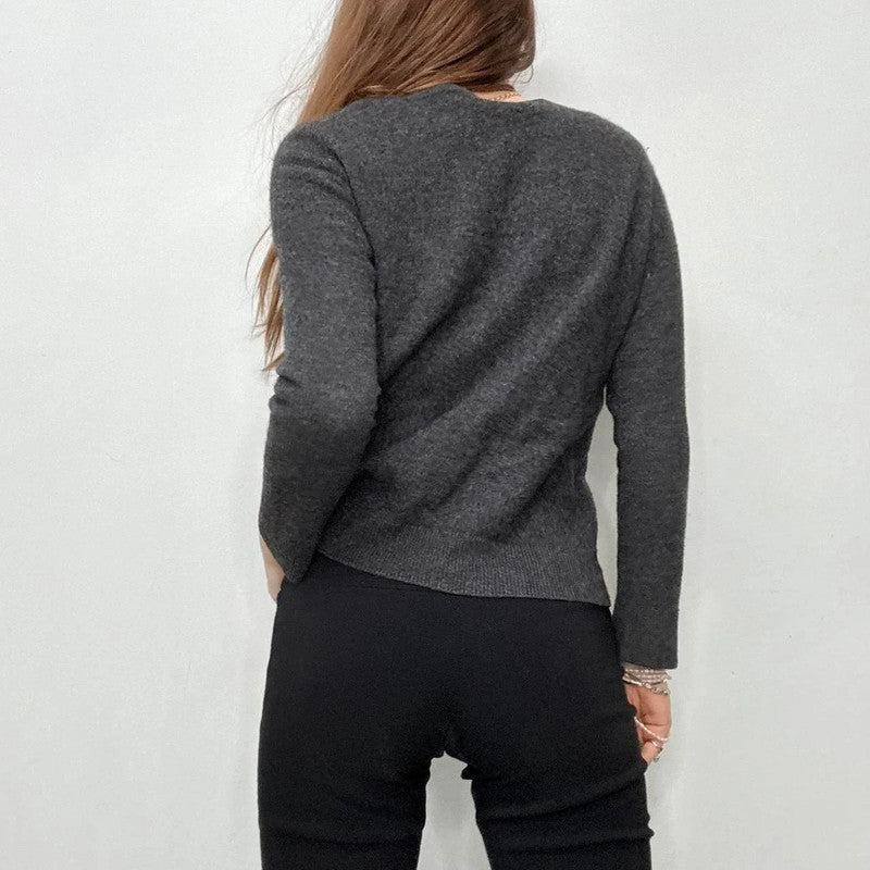 grey cashmere wide neck jumper