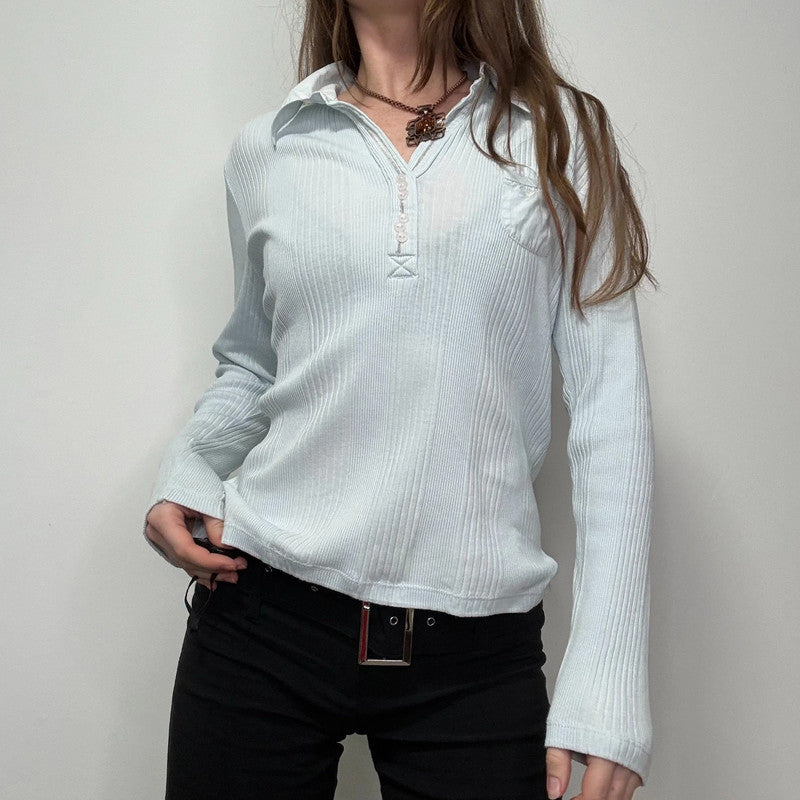 baby blue cotton ribbed shirt