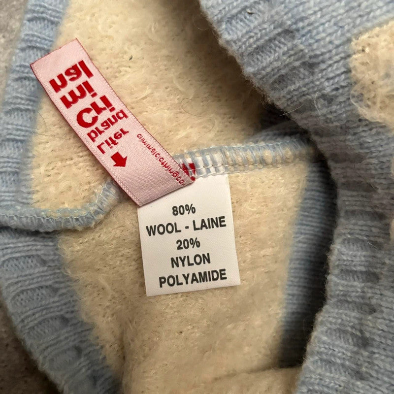 Wool skull blue beanie hat