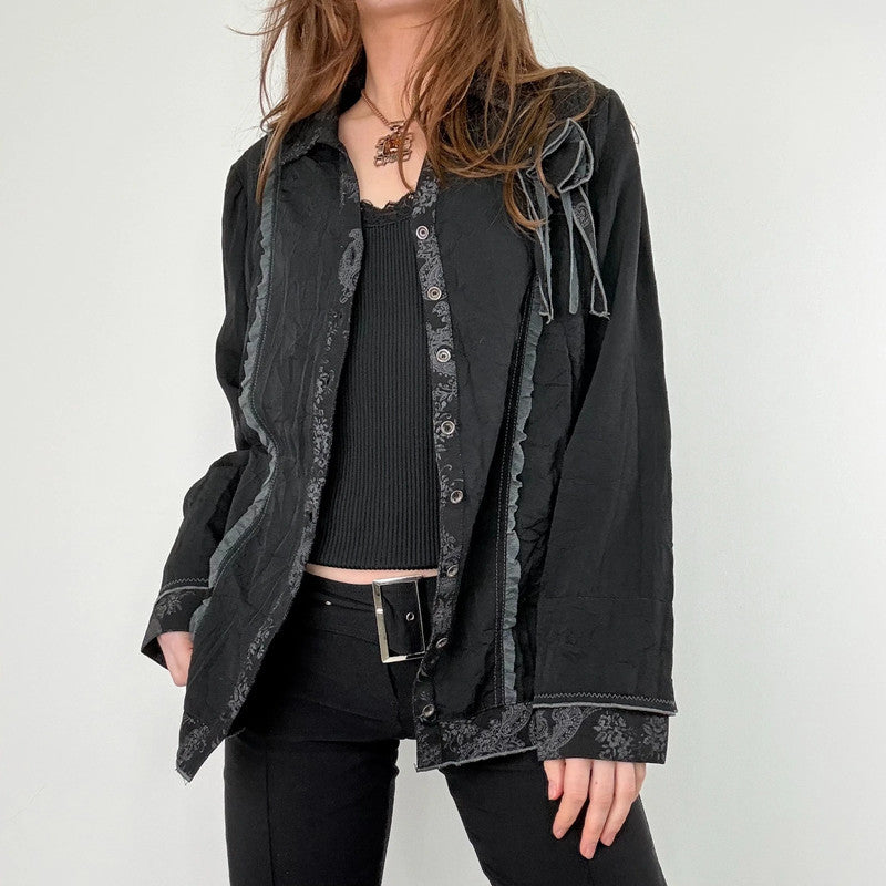 black lace boxy grunge shirt