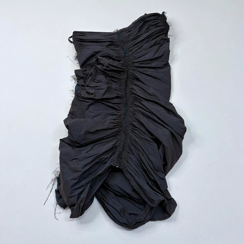 brown gathered pleated allsaints mini dress