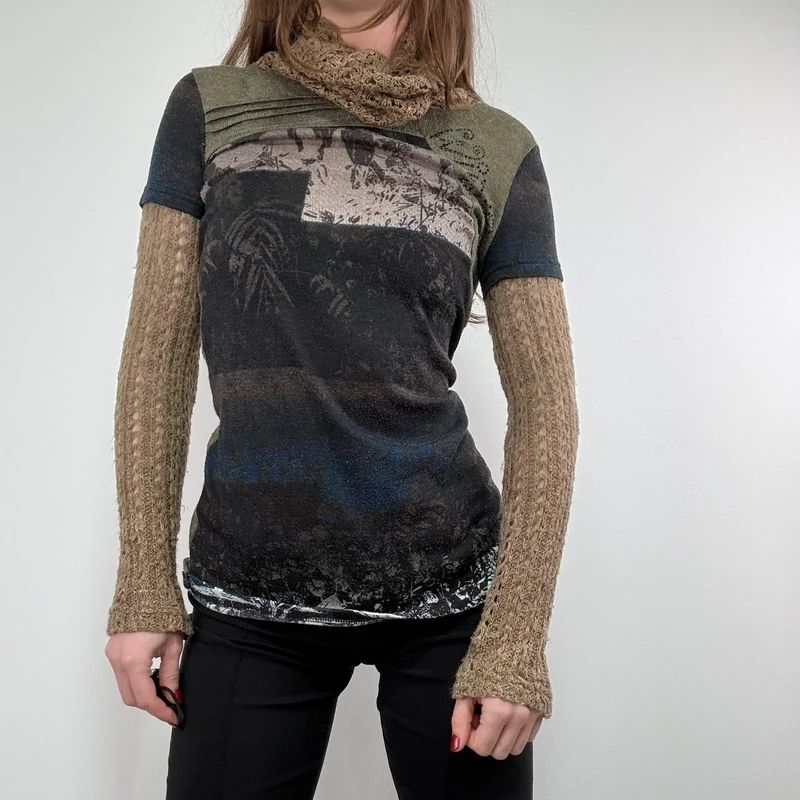 graphic distressed knit jumper