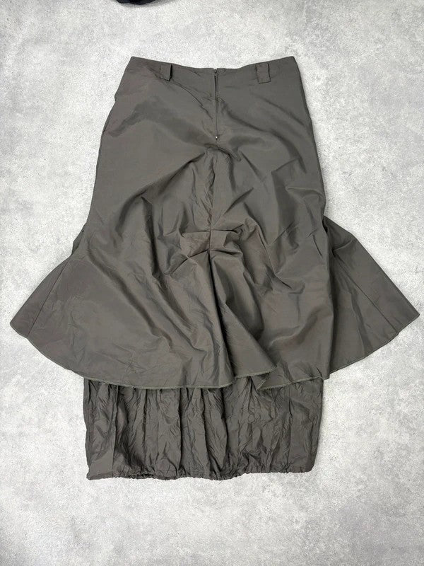 khaki layered tech utility maxi skirt