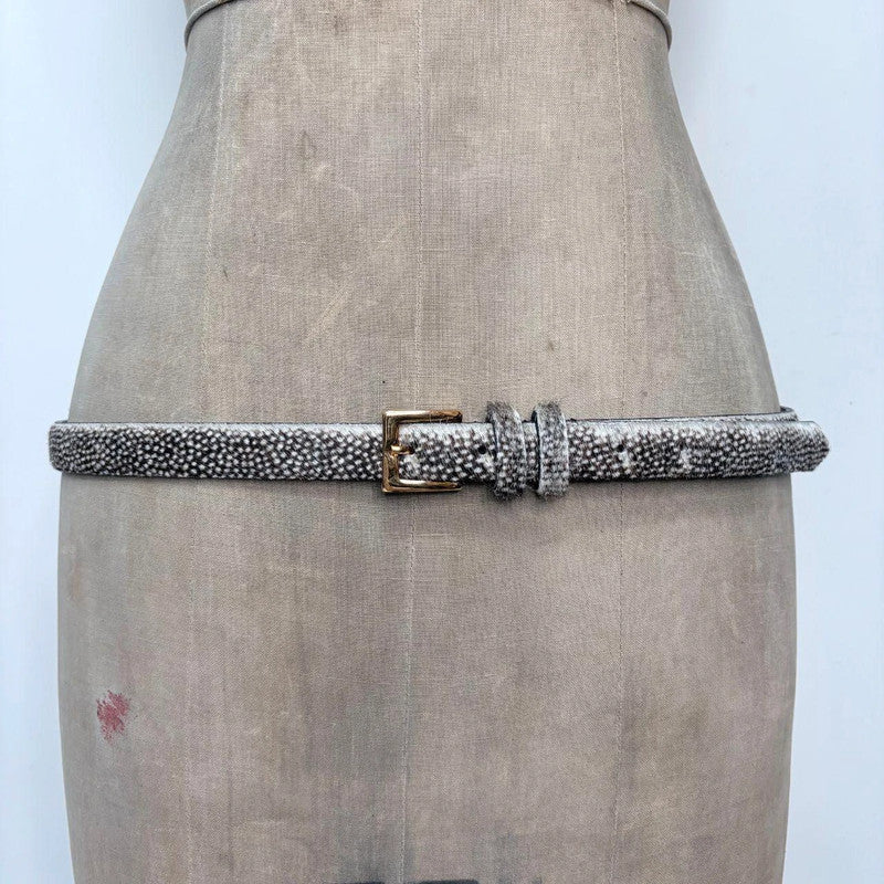 pony cowhide polkadot leather belt
