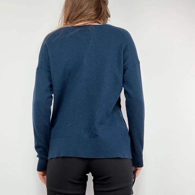 navy blue wool knitted slouchy jumper