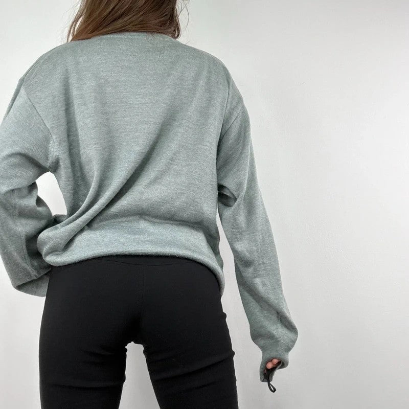 grey fine knit wool blend boxy batwing sweater knit