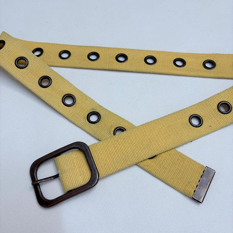 Canvas eyelet yellow buckle belt