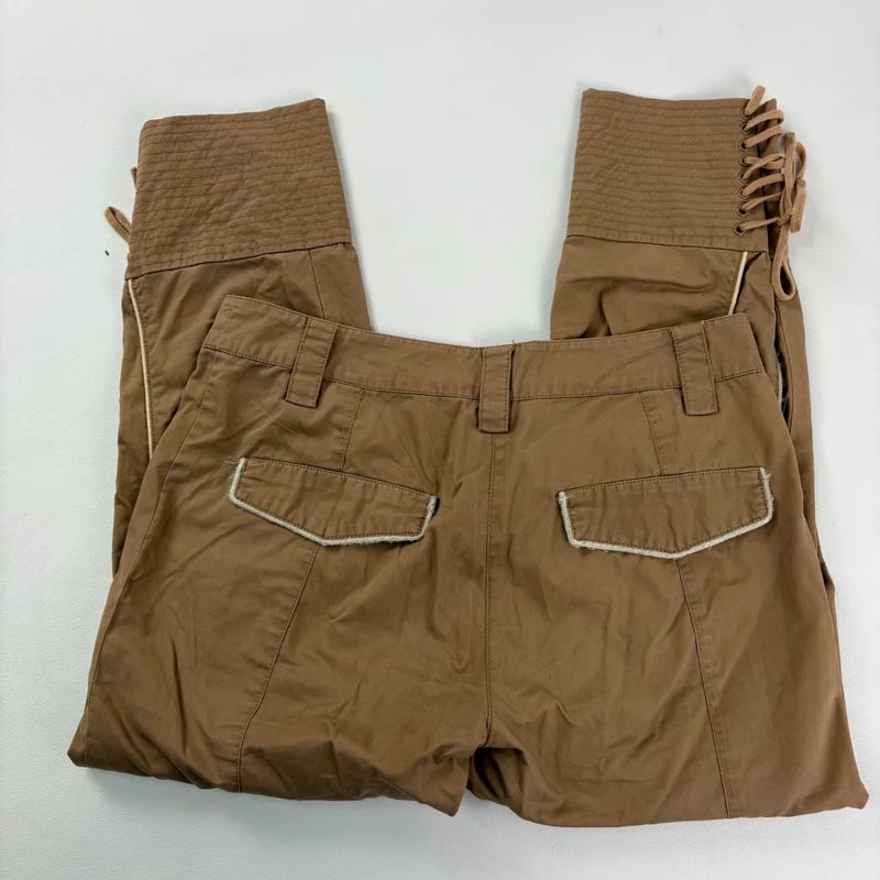 corset lace up tan capri pants