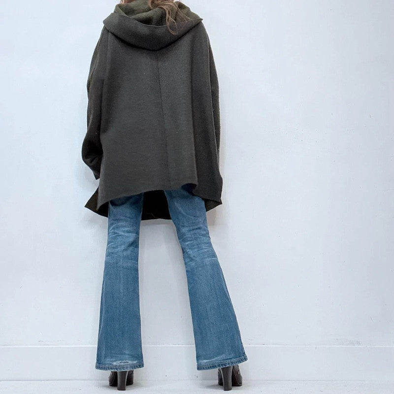 grey wool oversized jacket hoodie
