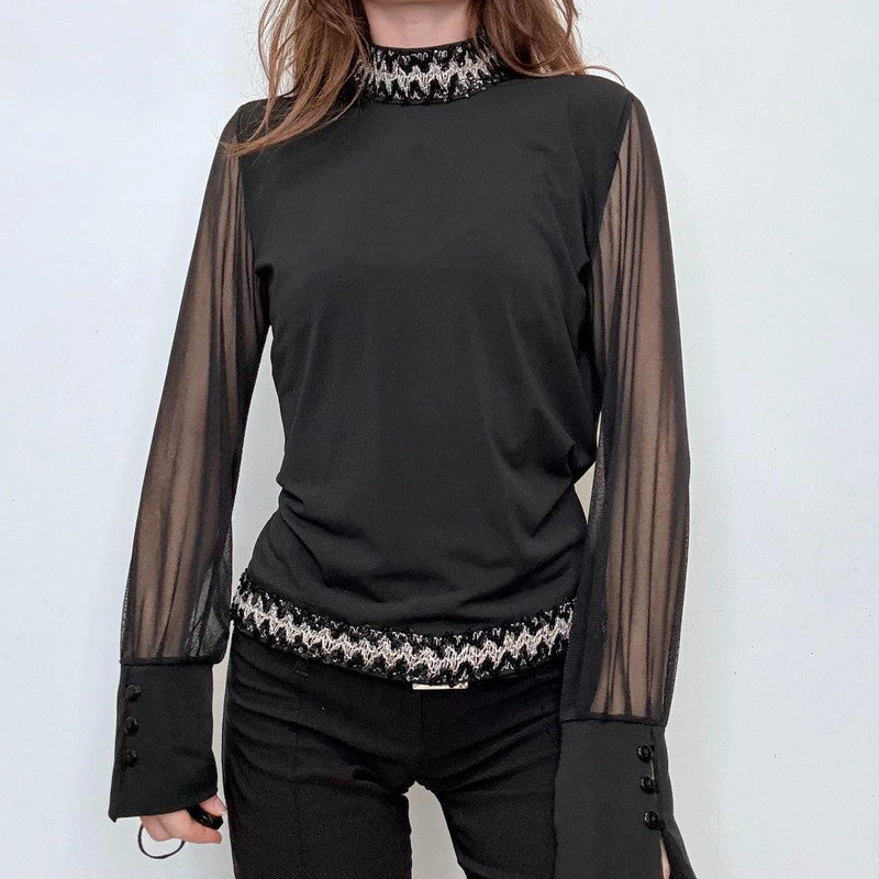 black puff sleeve grunge blouse