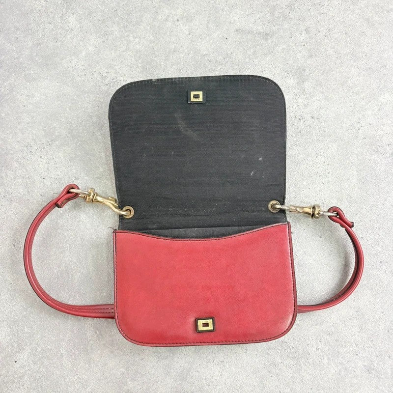 Red leather minimalistic shoulder handbag