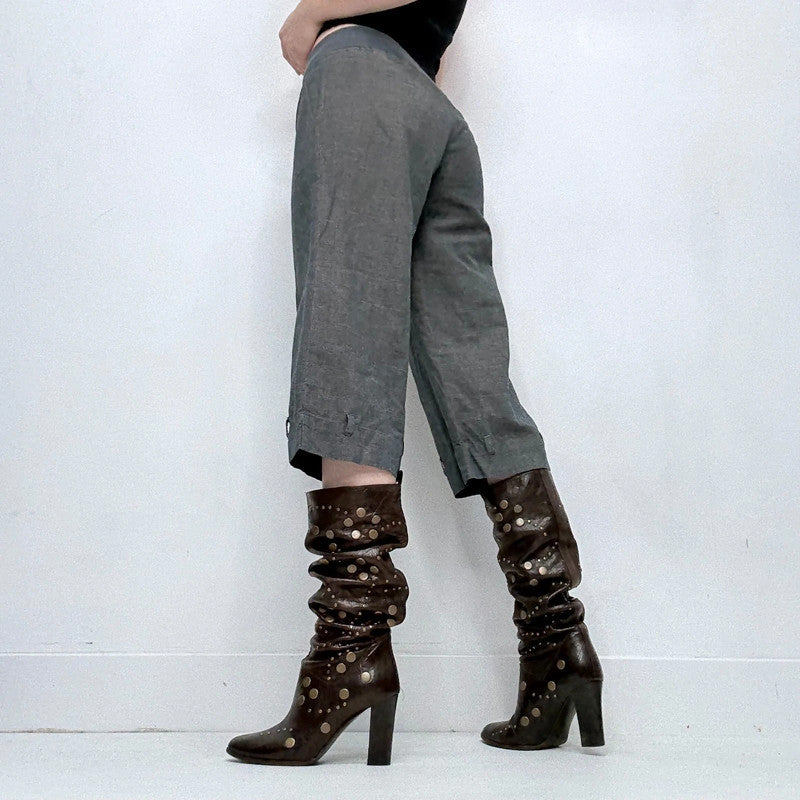cop copine flared wide leg capri pants