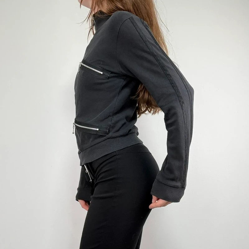 Black grunge jersey Zip-up sweater