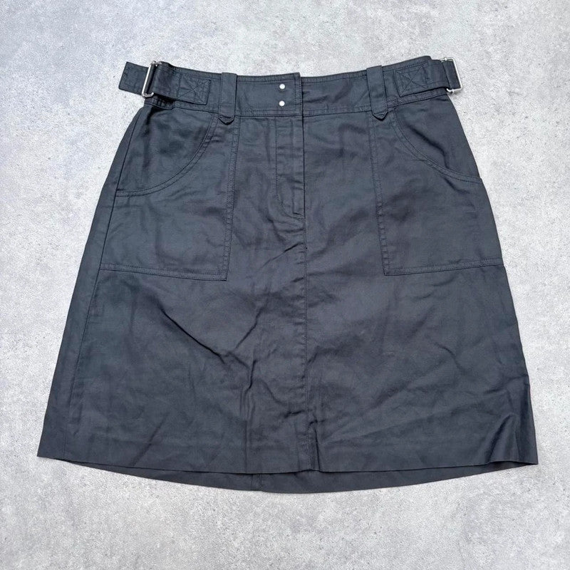 structured flared black midi skirt