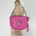Pink leather chain shoulder bag