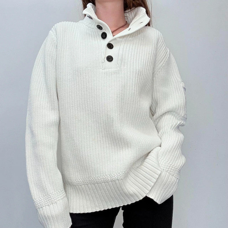 white chunky knitted oversized jumper
