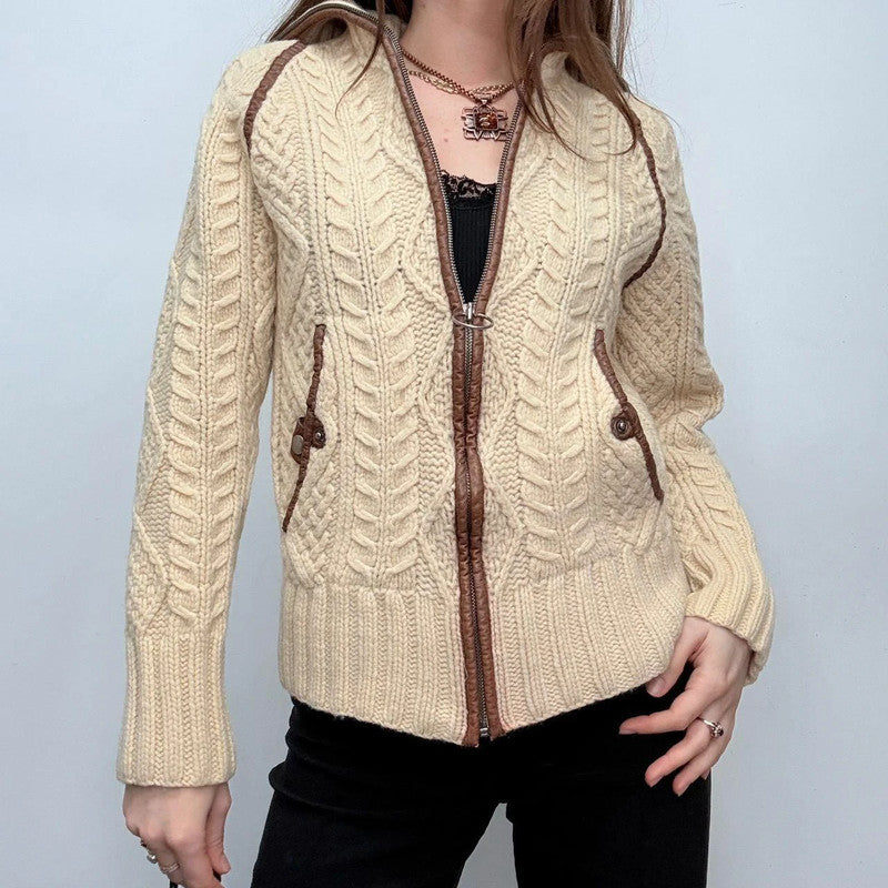 wool cable knit Diesel cardigan