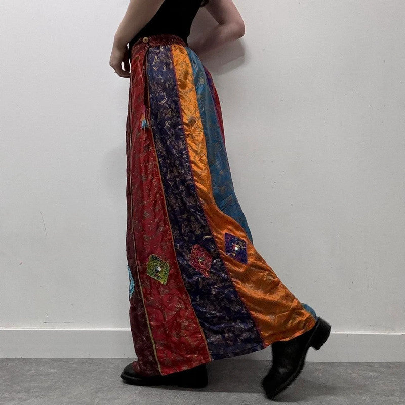 silk paisley hippie maxi skirt