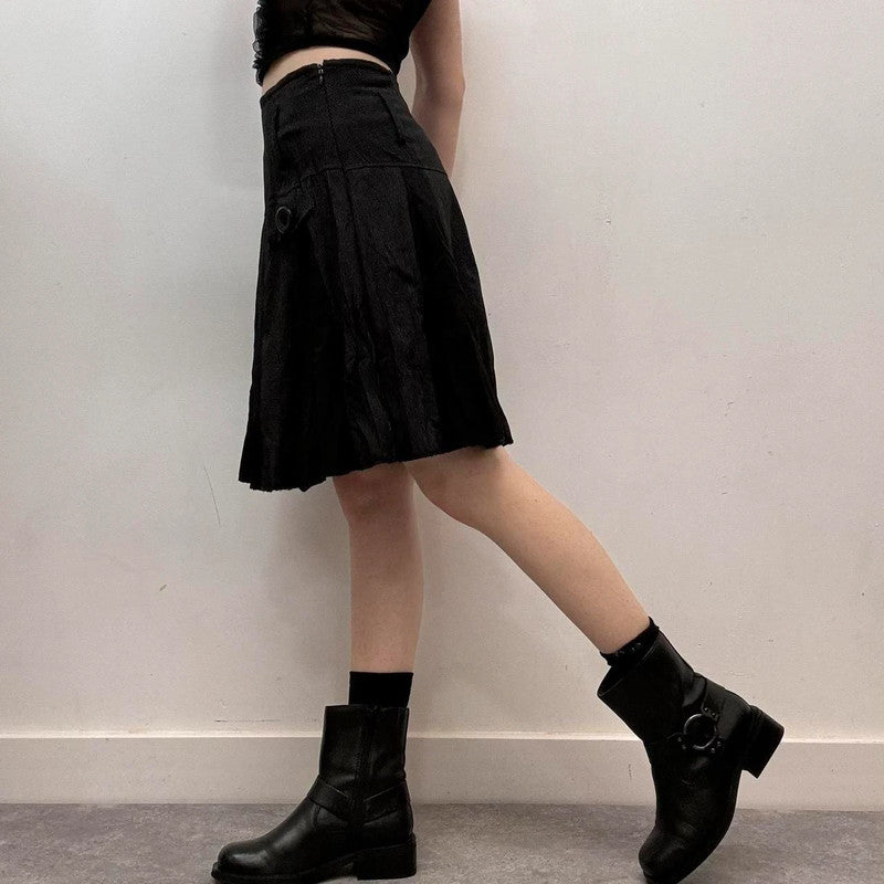 black pinstripe midi skirt