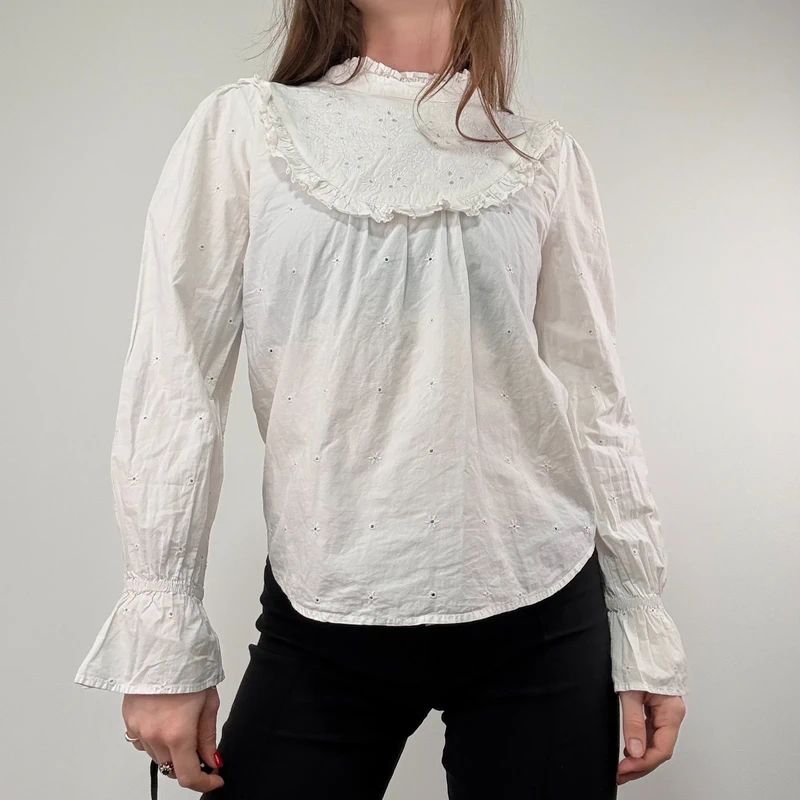 White Lace Cotton Edwardian style Shirt