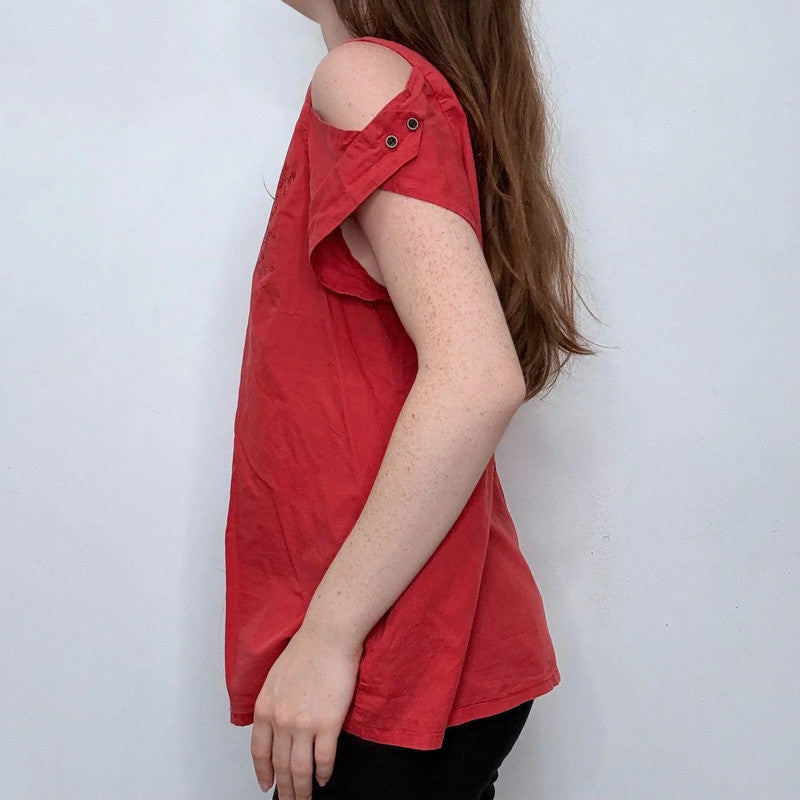 asymmetric red Cop Copine shirt