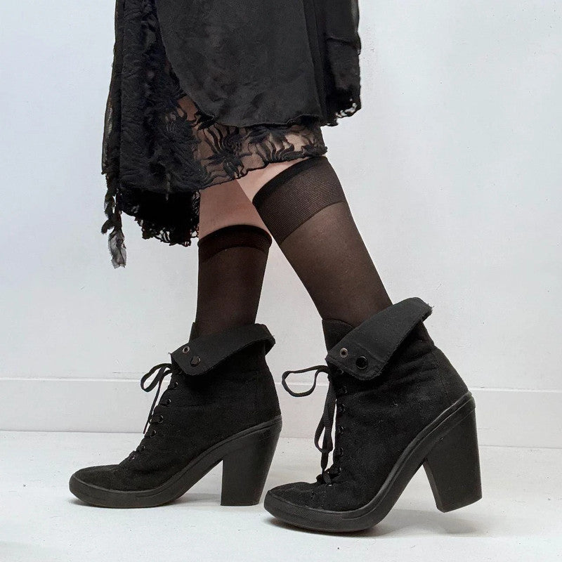 black pointed gothic grunge boots