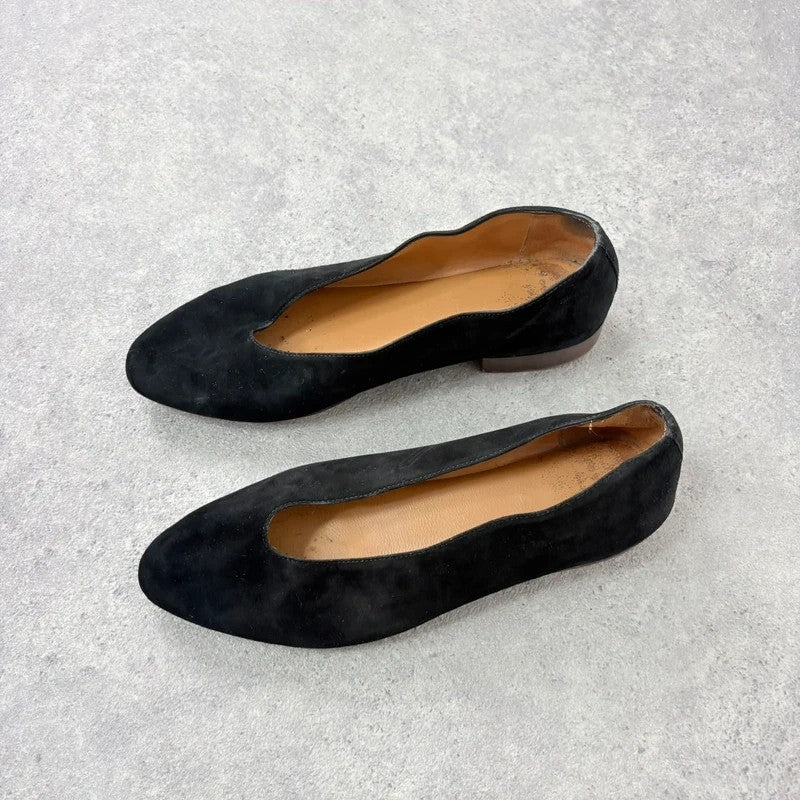 Sezane black leather suede ballet flats