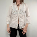 white pleated studded cotton napoleonic Morgan shirt